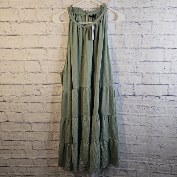 torrid Dresses & Skirts - Torrid Mini Crinkle Gauze Ruffle Neck Tiered Dress Size 4X (26) NWT Green